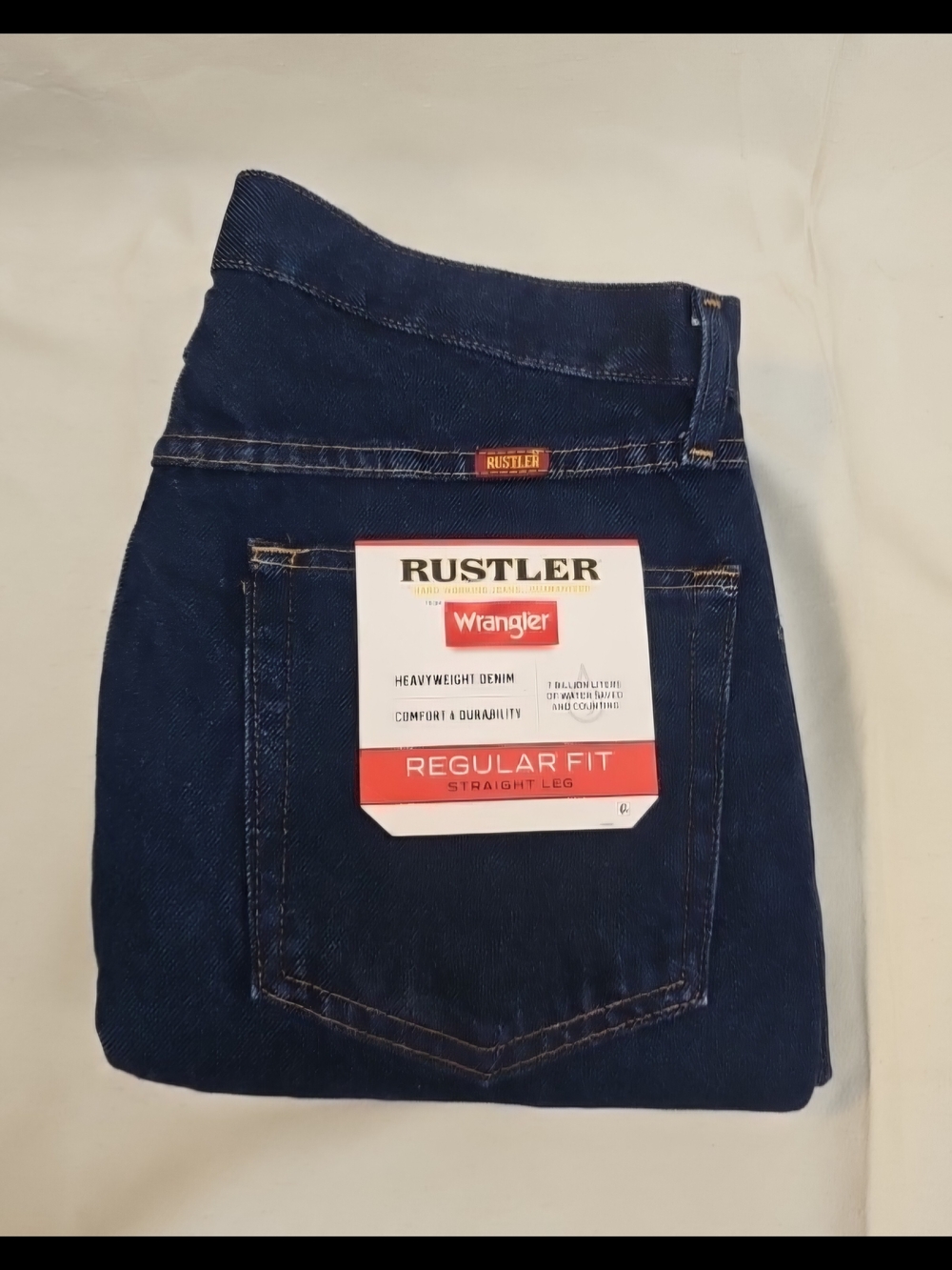 Wrangler Men's Straight Leg Dark Blue Denim Jeans Size 33x32